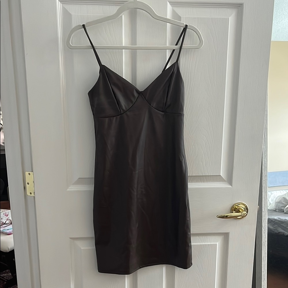 Chic Brown Satin Slip Dress